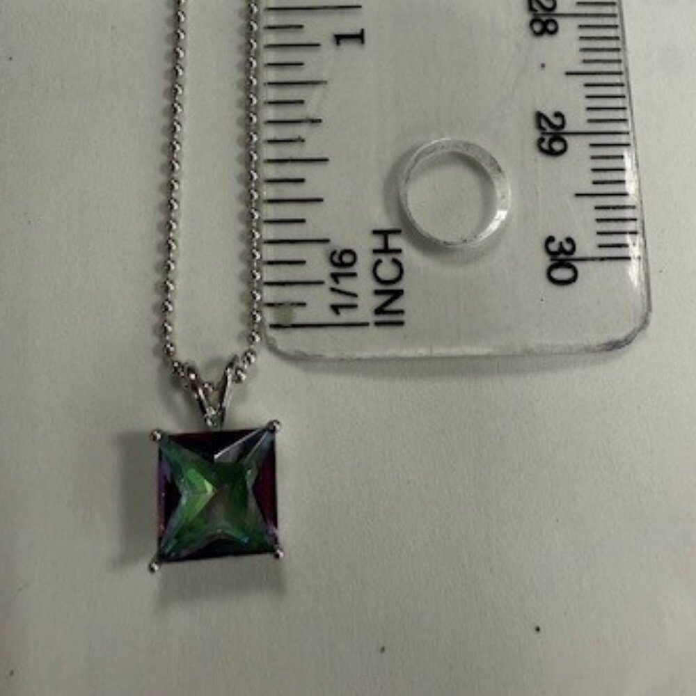 New 5mm Mystic Topaz Pendant with 925 18' chain